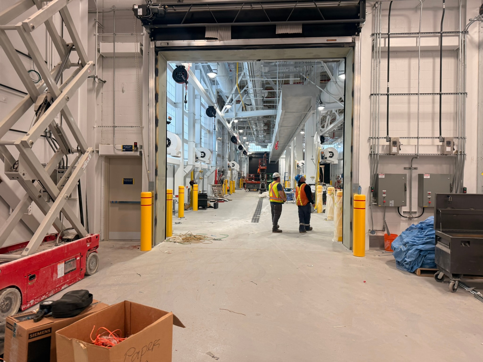Indoor CNG fueling bay during construction